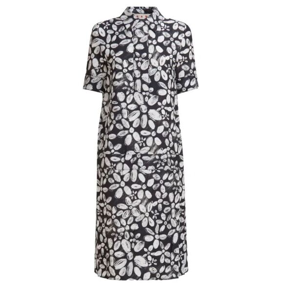 Marni blooming envers midi shirt dress in black & white NWT Size 38/ US 2 - Picture 1 of 12